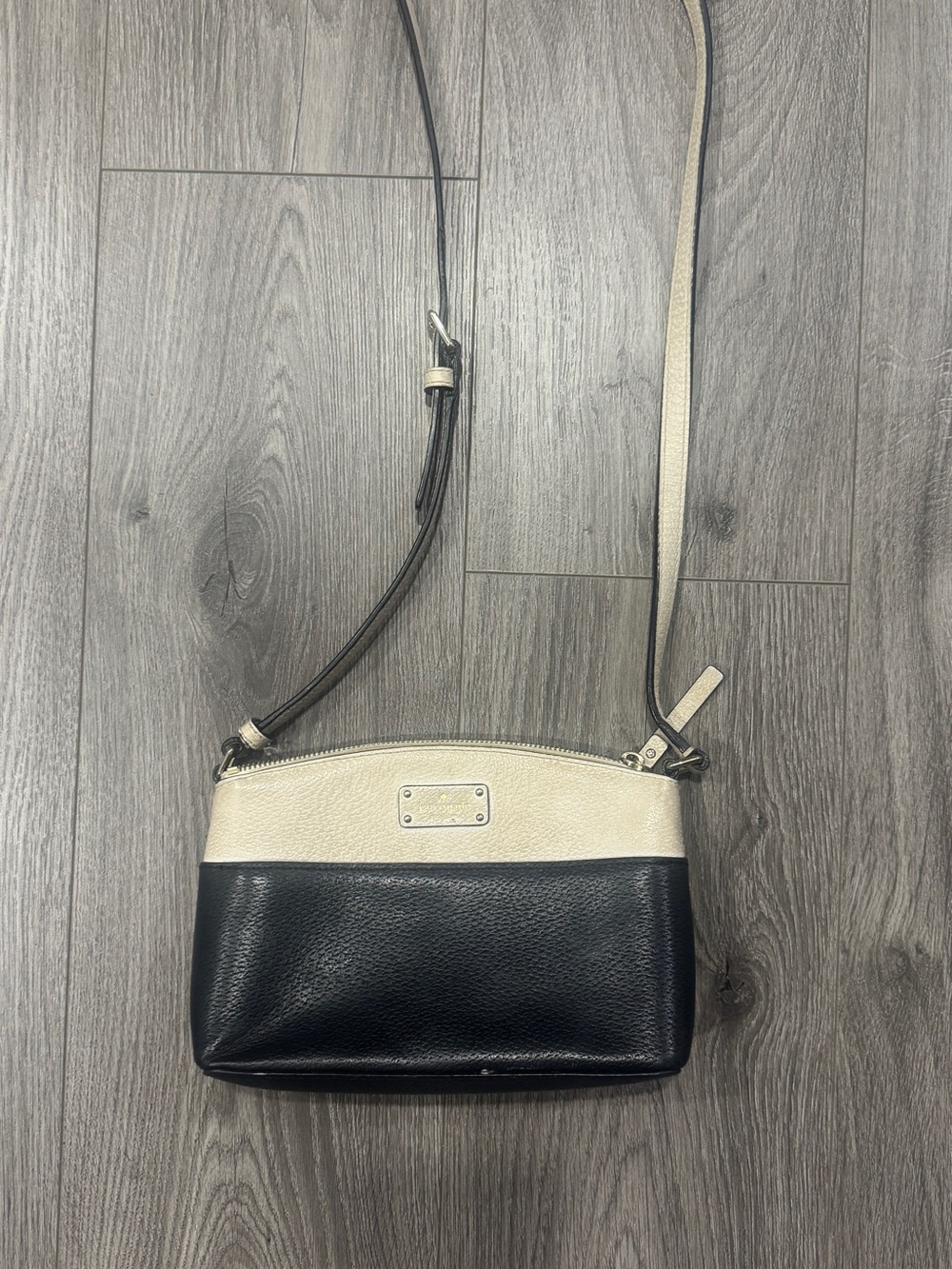 kate spade Black and Cream Leather Colorblock Crossbody